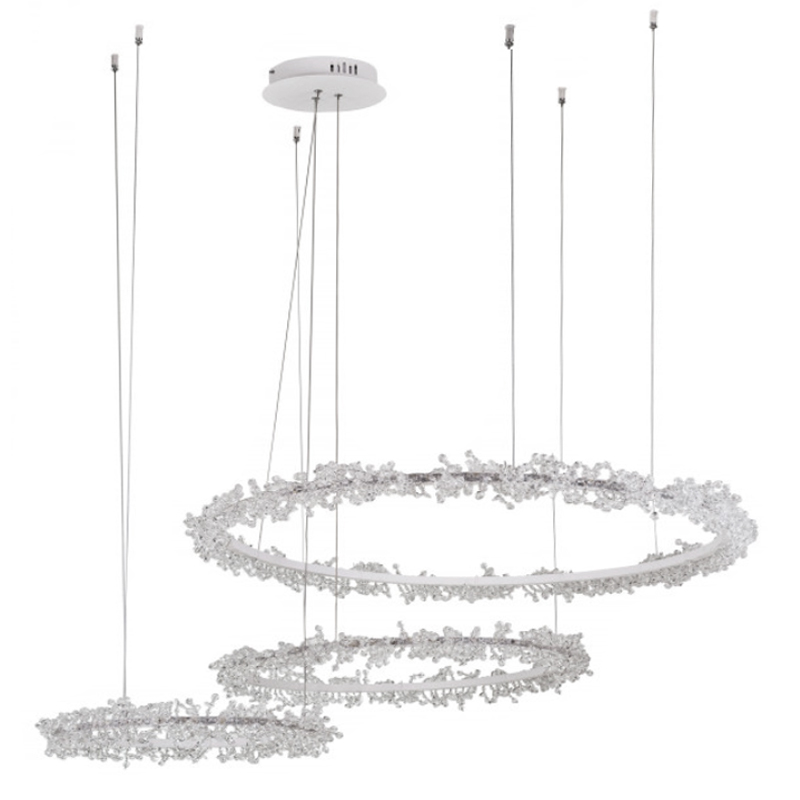 Люстра Crystal round chandelier 3 кольца Белый Прозрачный Белый Люстра Crystal round chandelier 3 кольца Белый Прозрачный Белый в Саратове | Loft Concept