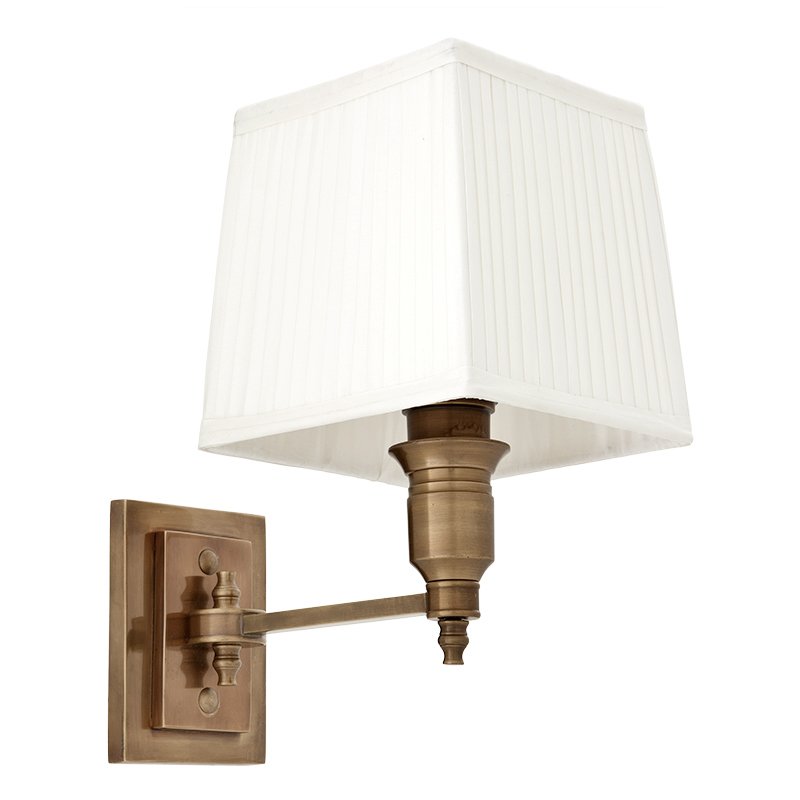 Бра Wall Lamp Lexington Single Brass+White Латунь Античная полированная Белый в Саратове | Loft Concept 