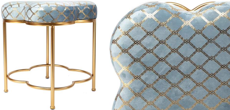 Пуф PUF Frame of Clover & Upholstery Gold Mesh голубой Пуф PUF Frame of Clover & Upholstery Gold Mesh голубой - Loft-Concept в Саратове