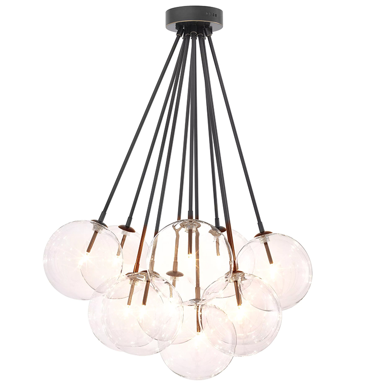 Люстра Eichholtz Ceiling Lamp Molecule Bronze Прозрачное Стекло Темная бронза в Саратове | Loft Concept 