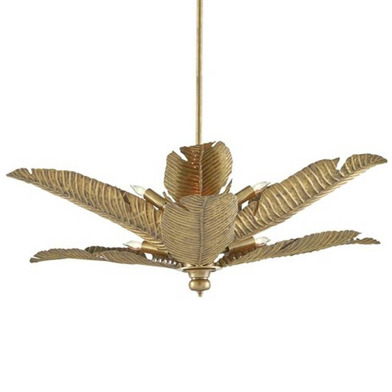 Дизайнерская Люстра Золотые Листья Пальмы Modern Golden Palm Leaves Chandelier Золотой в Саратове | Loft Concept 