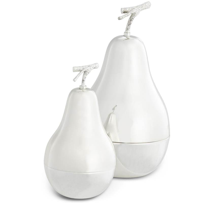 Комплект шкатулок Eichholtz Box Pear Set of 2 Silver Серебряный в Саратове | Loft Concept 