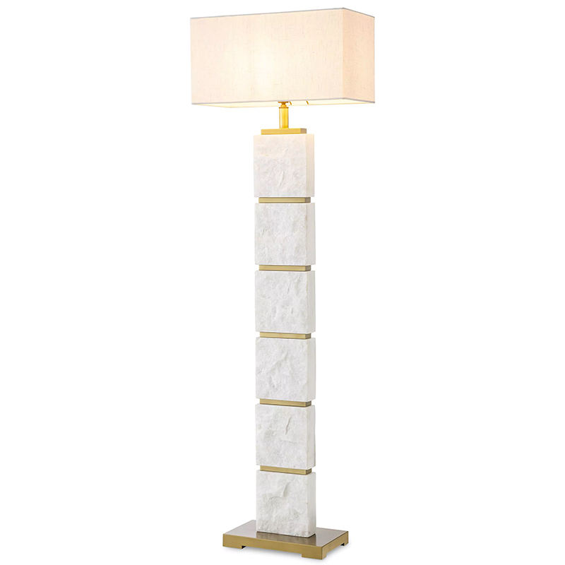 Торшер Eichholtz Floor Lamp Newton Marble Белый Мрамор Bianco Кремовый Латунь в Саратове | Loft Concept 