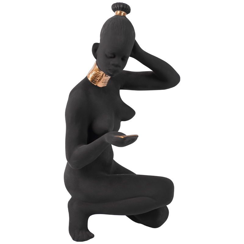 Статуэтка African Woman Sitting Statuette Черный Золотой в Саратове | Loft Concept 