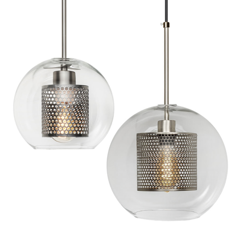 Perforated Vessel Pendant Lamp Nickel Ball Никель Прозрачное Стекло в Саратове | Loft Concept 