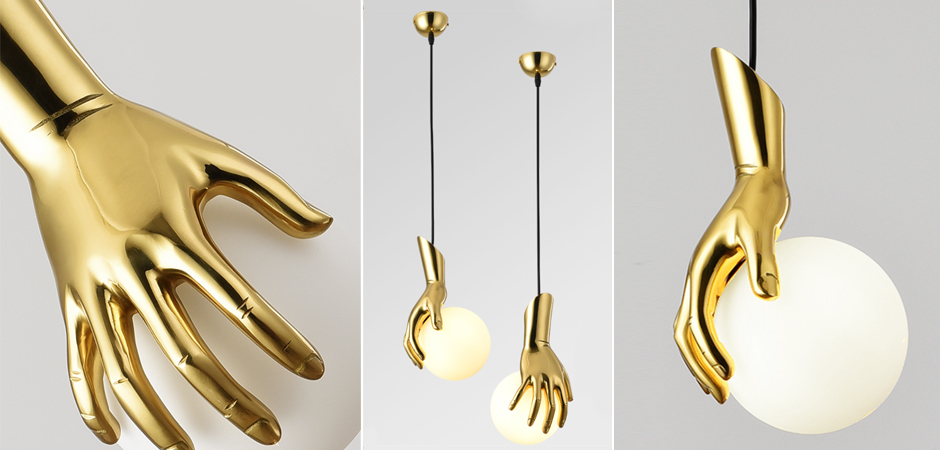 Подвесной светильник Золотая рука Gold Hand Pendant lamp Подвесной светильник Золотая рука Gold Hand Pendant lamp - Loft-Concept в Саратове