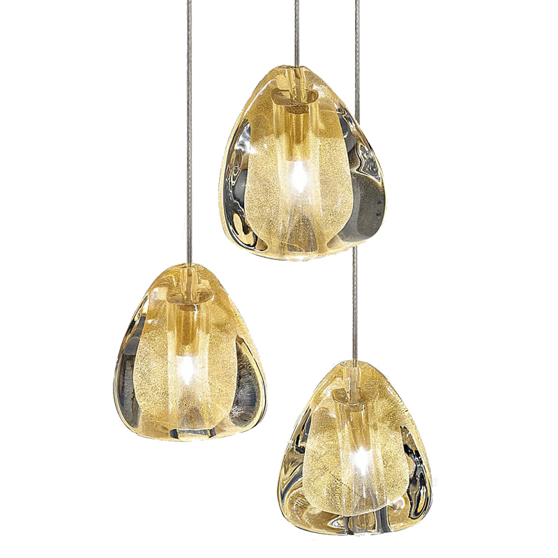 Подвесной светильник Mizu 1 Suspension Lamp Gold Янтарь (Amber) Хром в Саратове | Loft Concept 