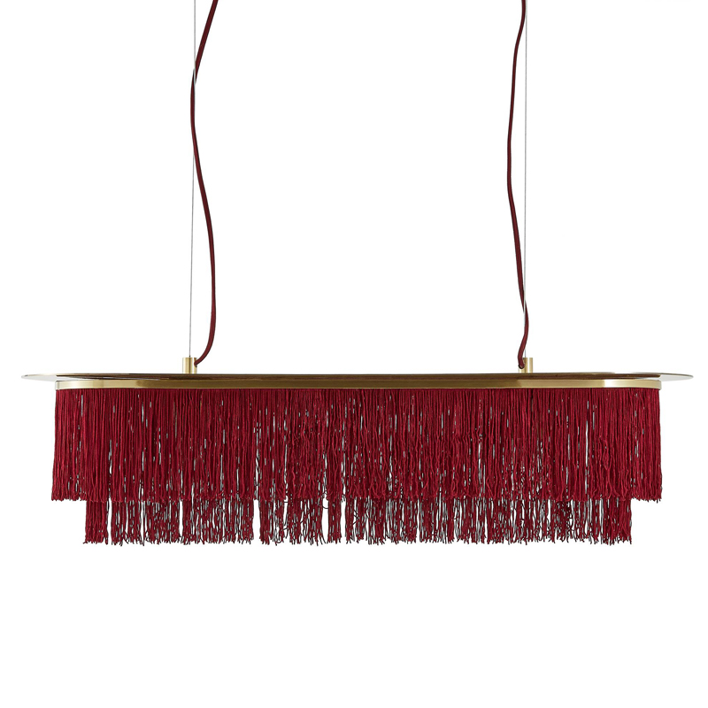 Люстра Houtique Linear Chandelier Burgundy Бургундский красный Латунь в Саратове | Loft Concept 