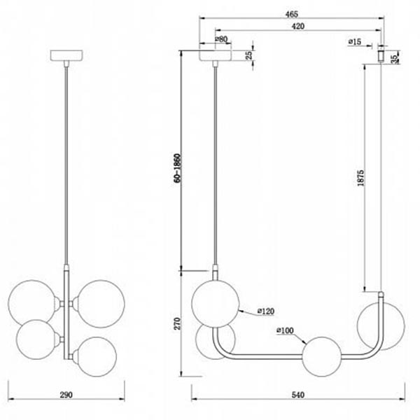 Люстра Marcan 4 Ball Chandelier Black Line в Саратове