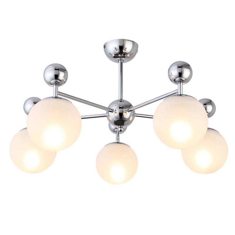 Потолочная люстра Demian Chrome Chandelier Хром Белый Потолочная люстра Demian Chrome Chandelier Хром Белый в Саратове | Loft Concept