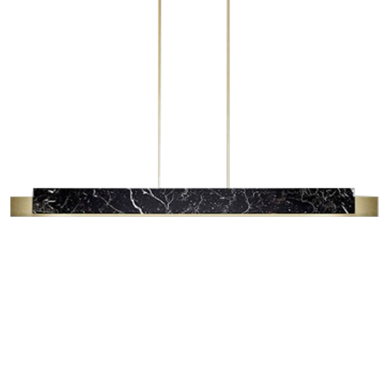 Люстра Leonce Marble Linear Chandelier Brass Черный Мрамор Nero Латунь в Саратове | Loft Concept 