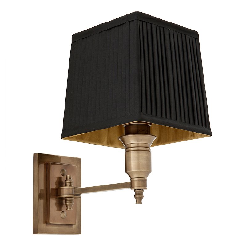 Бра Wall Lamp Lexington Single Brass+Black Латунь Античная полированная Черный в Саратове | Loft Concept 