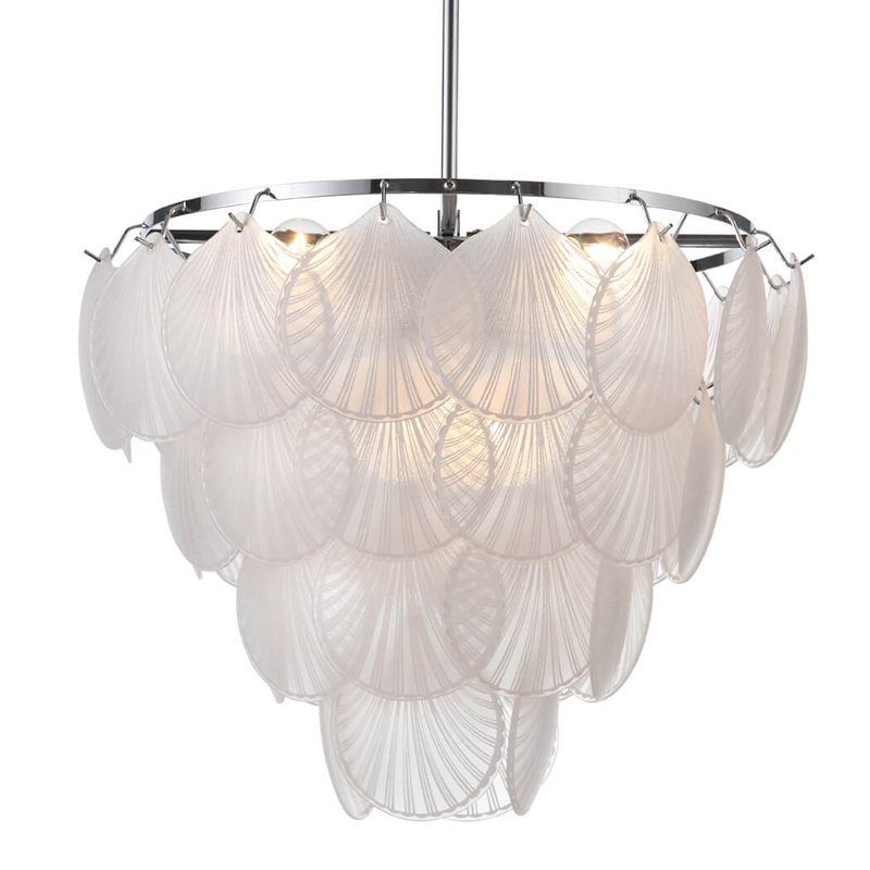 Люстра Glass Shells Suspension Chandelier Белый Хром в Саратове | Loft Concept 