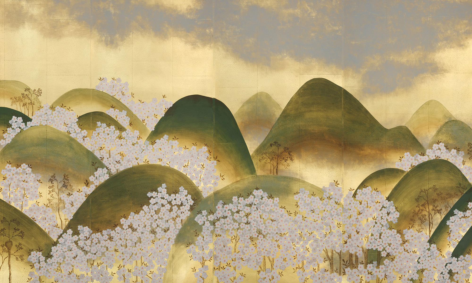 Обои ручная роспись Kiso Mountains Special Colourway on Deep Rich Gold gilded tea paper Обои ручная роспись Kiso Mountains Special Colourway on Deep Rich Gold gilded tea paper - постер Loft-Concept в Саратове