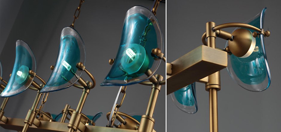 Люстра Lily Turquoise Glass rectangle Люстра Lily Turquoise Glass rectangle - Loft-Concept в Саратове