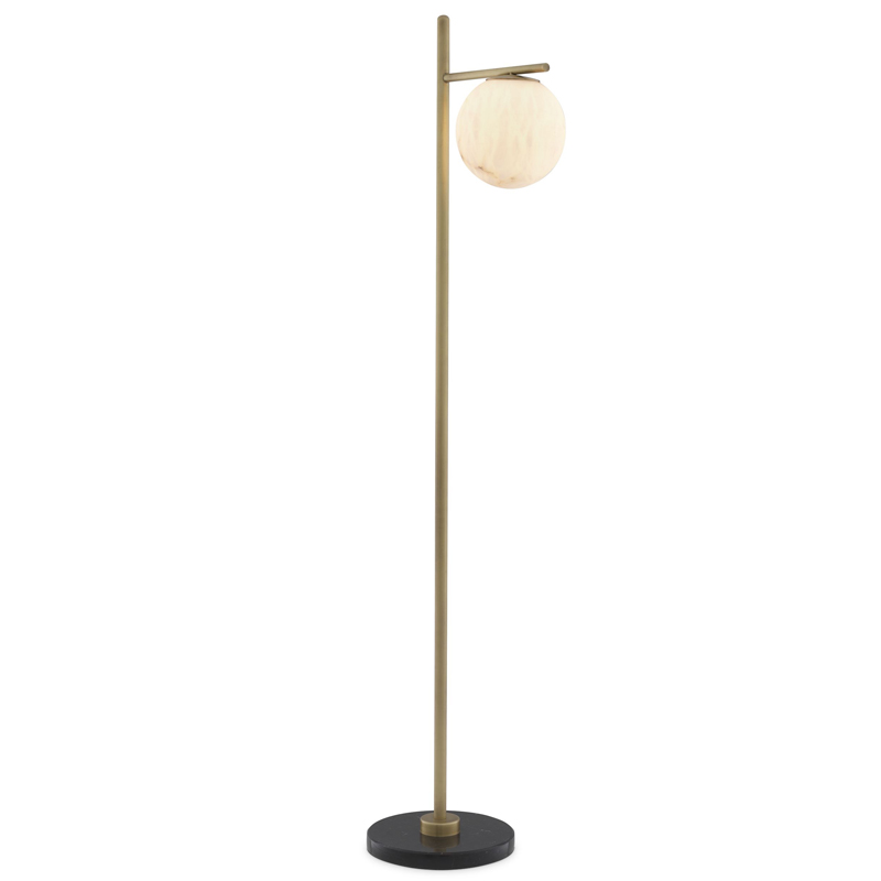 Торшер Eichholtz Floor Lamp Faloria Белый Латунь Античная полированная Черный Мрамор Nero в Саратове | Loft Concept 