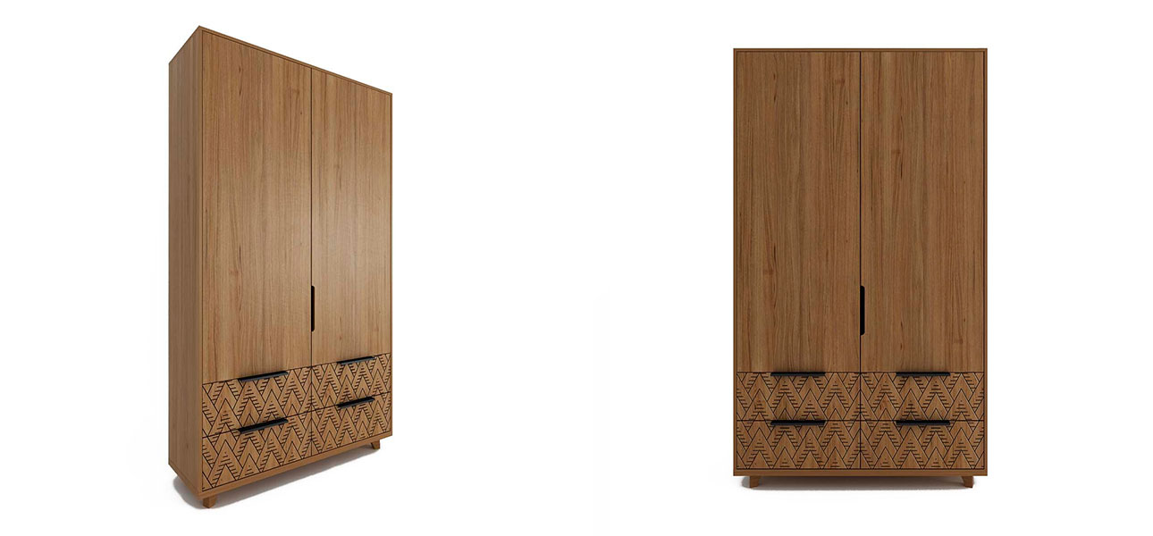 Шкаф двустворчатый орнамент треугольники Brian - фото