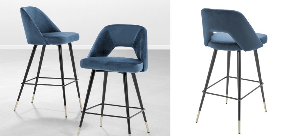 Барный стул Eichholtz Bar Stool Avorio Blue Барный стул Eichholtz Bar Stool Avorio Blue - Loft-Concept в Саратове