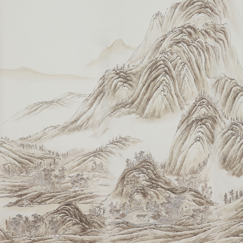 Обои ручная роспись A Thousand Li of Rivers and Mountains Special Colourway on Bleached White dyed silk 2 Обои ручная роспись A Thousand Li of Rivers and Mountains Special Colourway on Bleached White dyed silk 2 в Саратове | Loft Concept