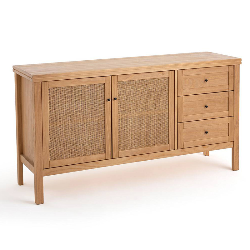 Комод в скандинавском стиле с 2-мя плетеными дверцами Niels Wicker Chest of drawers Древесина в Саратове | Loft Concept 