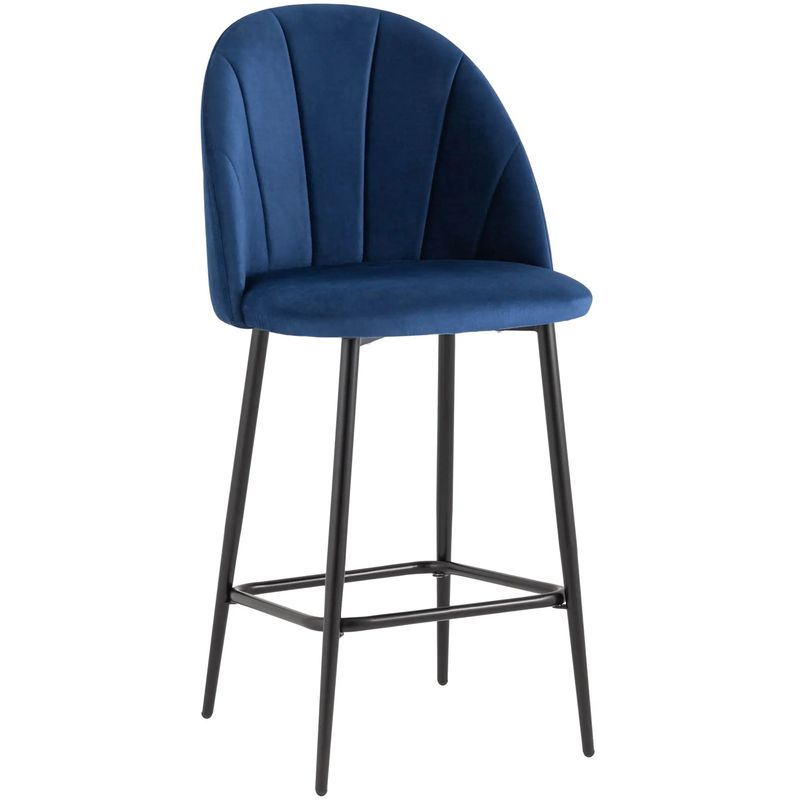 Барный Стул Balsari S Chair Синий Велюр Синий Черный Барный Стул Balsari S Chair Синий Велюр Синий Черный в Саратове | Loft Concept