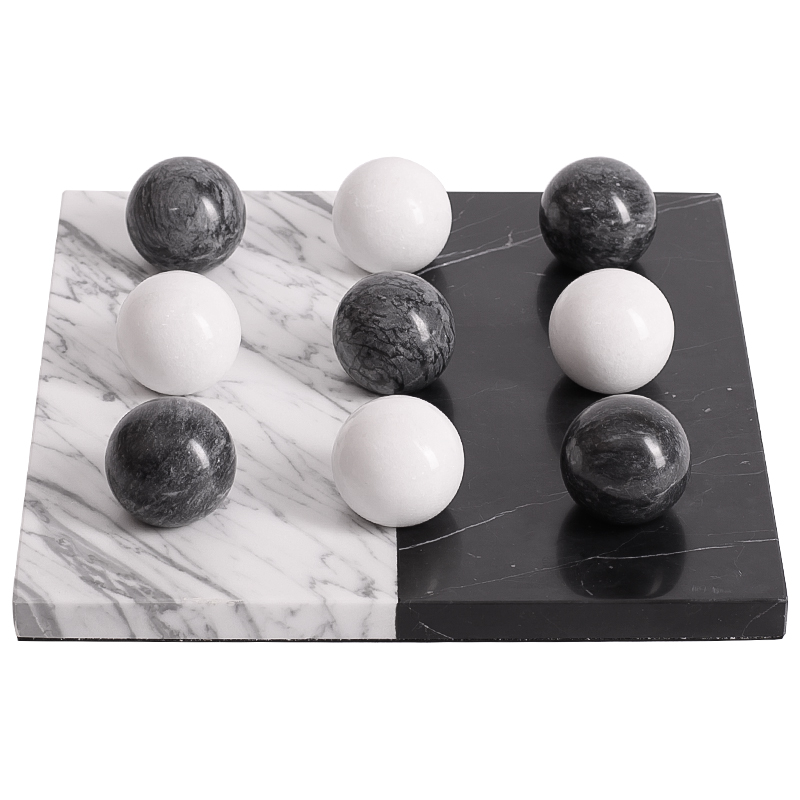 Аксессуар для интерьера Marble Board and Balls Черный Мрамор Nero Белый Мрамор Bianco Белый в Саратове | Loft Concept 