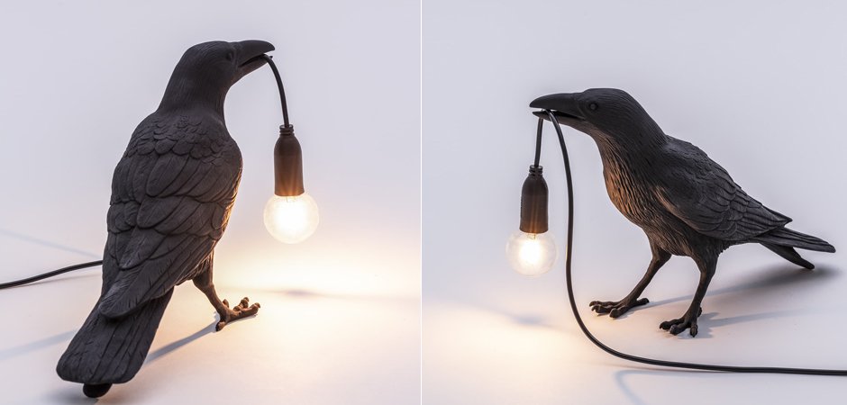 Настольная лампа Seletti Bird Lamp Black Waiting Настольная лампа Seletti Bird Lamp Black Waiting - Loft-Concept в Саратове