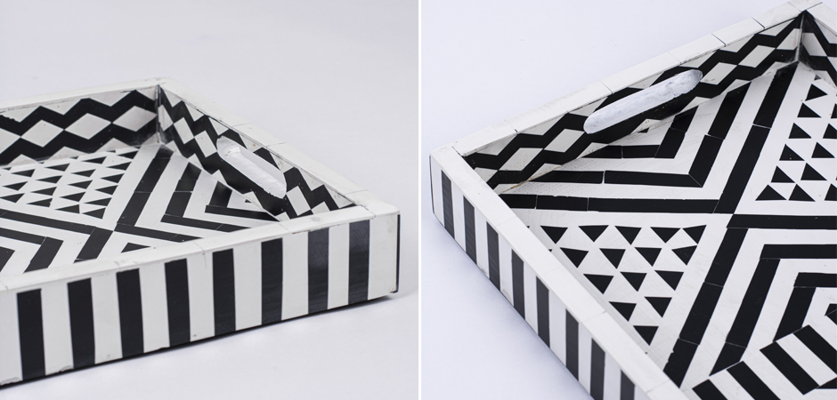 Поднос Инкрустация кость Black And White Bone Inlay Tray Поднос Инкрустация кость Black And White Bone Inlay Tray - Loft-Concept в Саратове