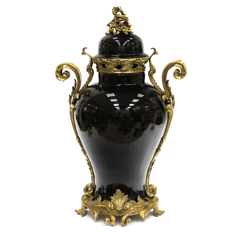 Большая ваза Selenia Black Vase Bronze Patterns Черный Бронза Большая ваза Selenia Black Vase Bronze Patterns Черный Бронза в Саратове | Loft Concept