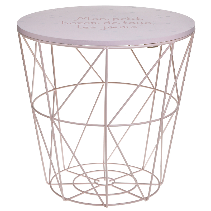 Круглый приставной стол-корзина Pink Wire Basket Side Table Розовый в Саратове | Loft Concept 