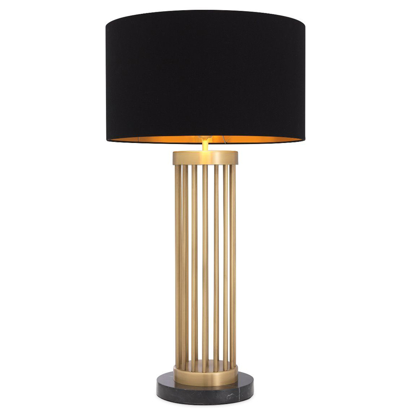 Настольная лампа Eichholtz Table Lamp Condo Черный Латунь Античная полированная Черный Мрамор Nero в Саратове | Loft Concept 