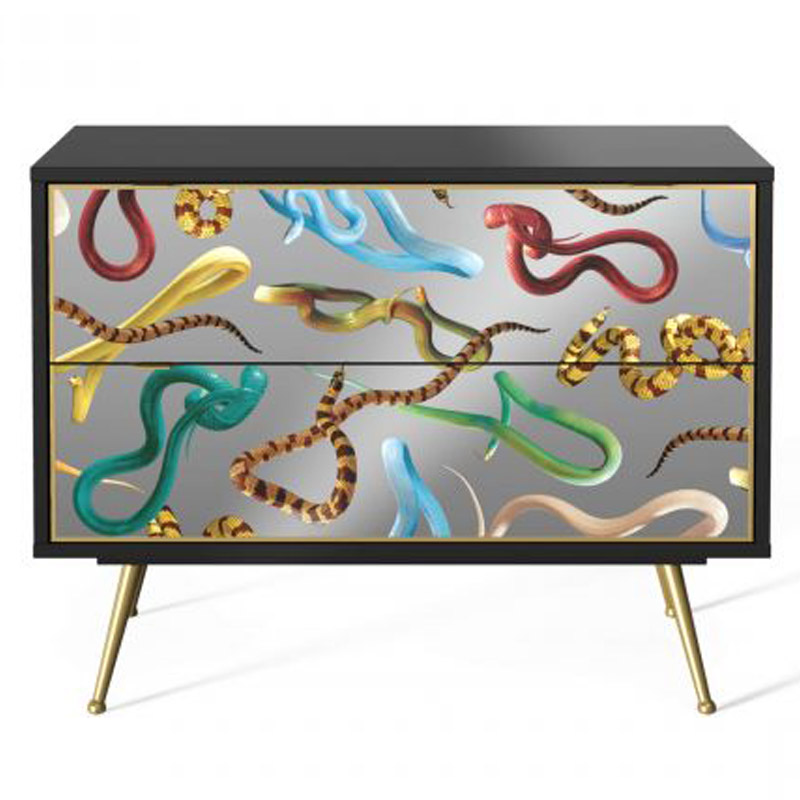 Комод Seletti Chest of Two Drawers Snakes Мульти Черный Золотой Шампань в Саратове | Loft Concept 