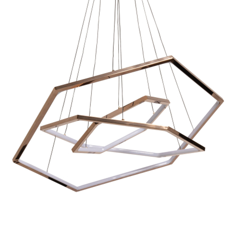Люстра с 3-мя подвесами в виде шестиугольников Hexagon Horizontal Золотой в Саратове | Loft Concept 