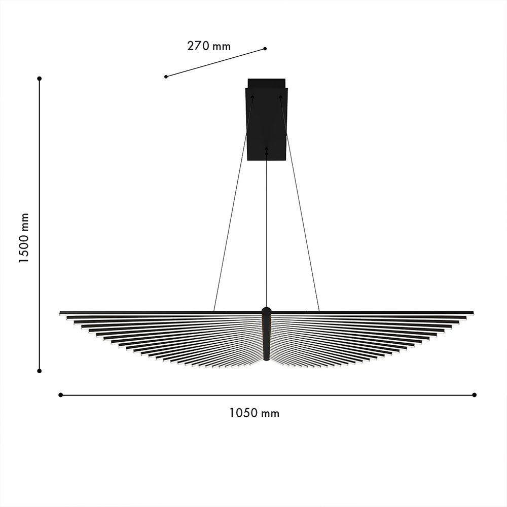 Люстра в виде распахнутых крыльев из тонких металлических планок Flight of Freedom в Саратове