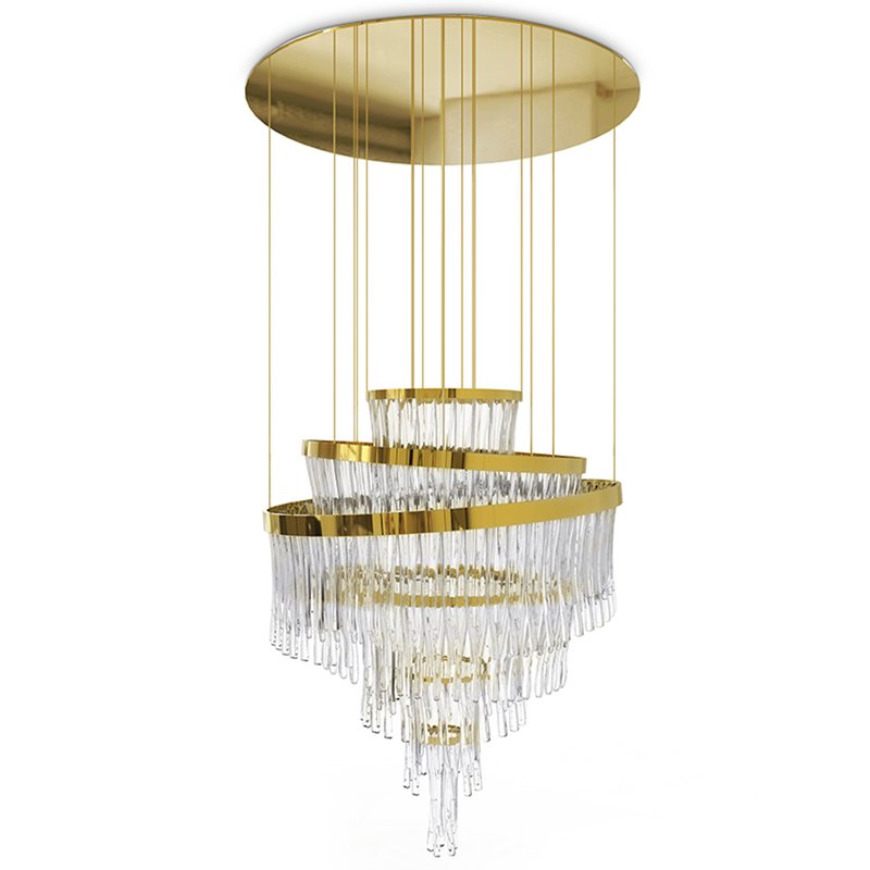 Люстра Luxxu Babel Chandelier Глянцевое золото Прозрачное Стекло в Саратове | Loft Concept 