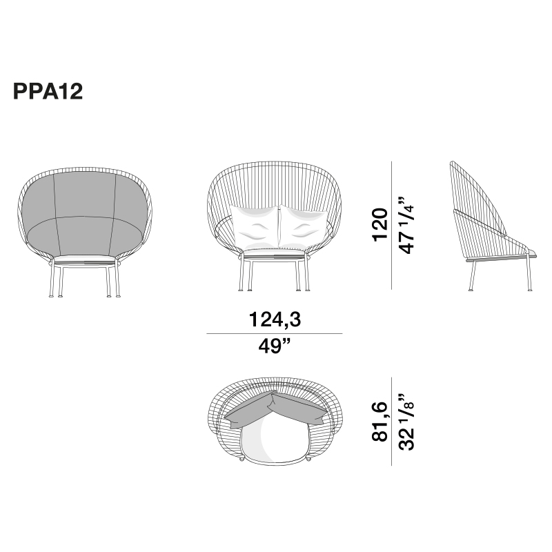 Дизайнерское уличное кресло с веревочной спинкой PETALO Armchair в Саратове