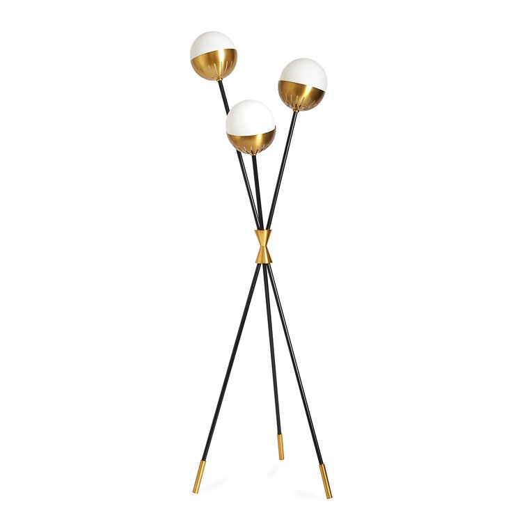 Торшер Caracas Tripod Floor Lamp Черный Белый Латунь в Саратове | Loft Concept 