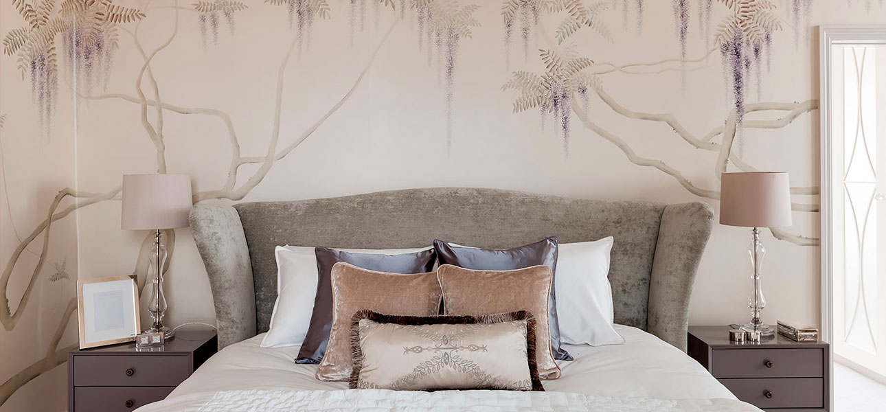 Обои в японском стиле Wisteria Lavender on Natural Mica metallic silk - фото №2