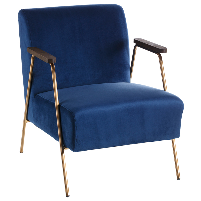 Кресло Domitila Armchair blue Синий Золотой Коричневый в Саратове | Loft Concept 