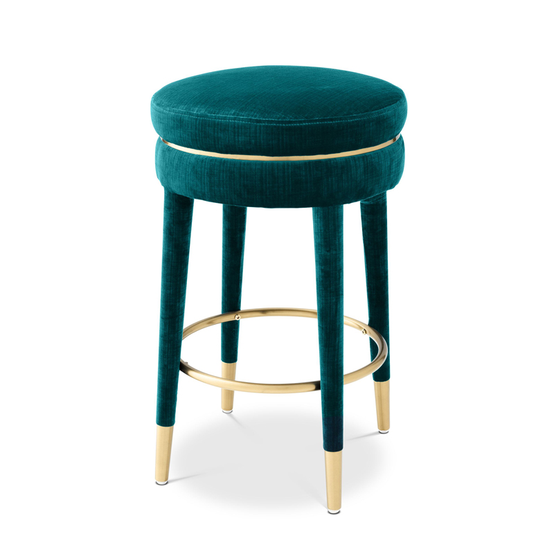 Полубарный стул Eichholtz Counter Stool Parisian blue Бирюзовый Латунь в Саратове | Loft Concept 