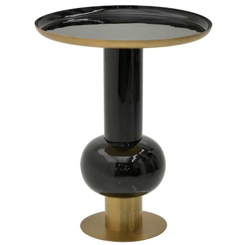 Круглый металлический приставной стол Calem Side Table Gold Black Золотой Черный в Саратове | Loft Concept 