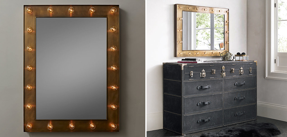 Зеркало с подсветкой Restoration Hardware ILLUMINATED Mirror brass Зеркало с подсветкой Restoration Hardware ILLUMINATED Mirror brass - Loft-Concept в Саратове