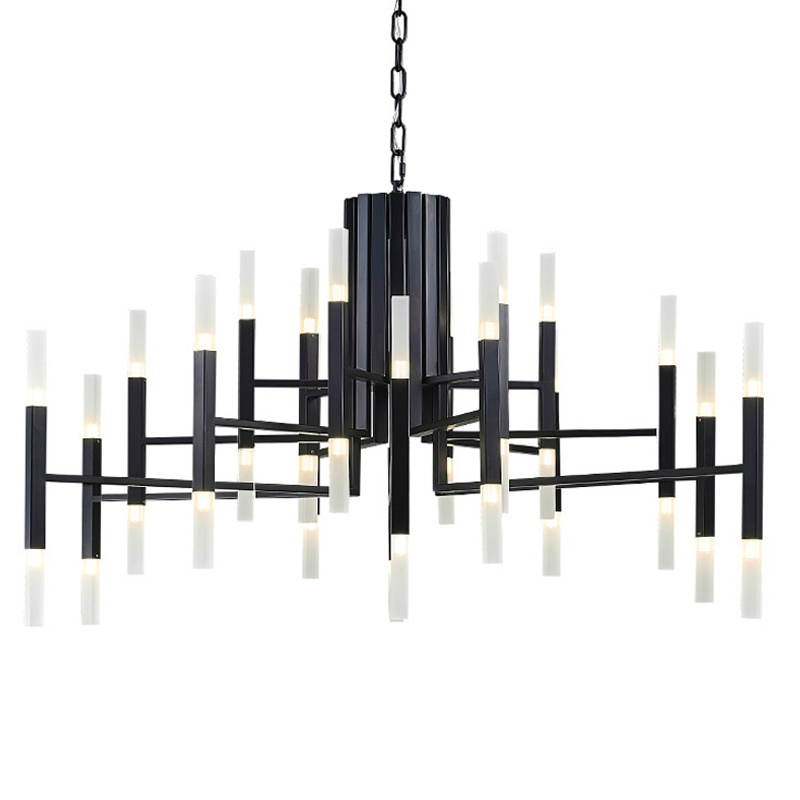 Люстра ALMA LIGHT BARCELONA Black Черный Белое матовое стекло в Саратове | Loft Concept 