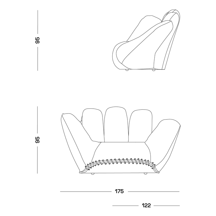 Дизайнерское кожаное кресло в форме руки Poltronova Joe Gold  Armchair в Саратове