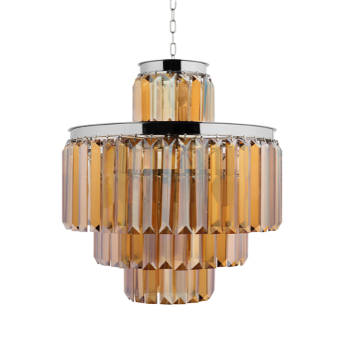 Люстра RH 1920s Odeon Smoke Chandelier 50/4 Янтарь (Amber) Хром в Саратове | Loft Concept 