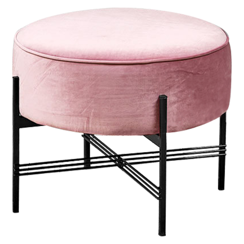 Пуф розовый велюровый Sanjay Velour Pouf Pink Дымчатая Роза Черный в Саратове | Loft Concept 