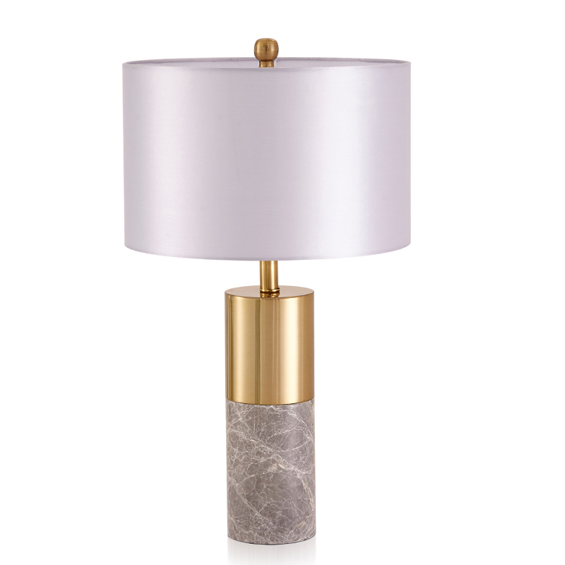 Настольная лампа ZOEY TABLE LAMP Gray base White shade Золотой Белый Серый в Саратове | Loft Concept 