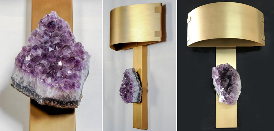Бра Natural Amethyst and Curved Shades Wall Lamp Бра Natural Amethyst and Curved Shades Wall Lamp - Loft-Concept в Саратове