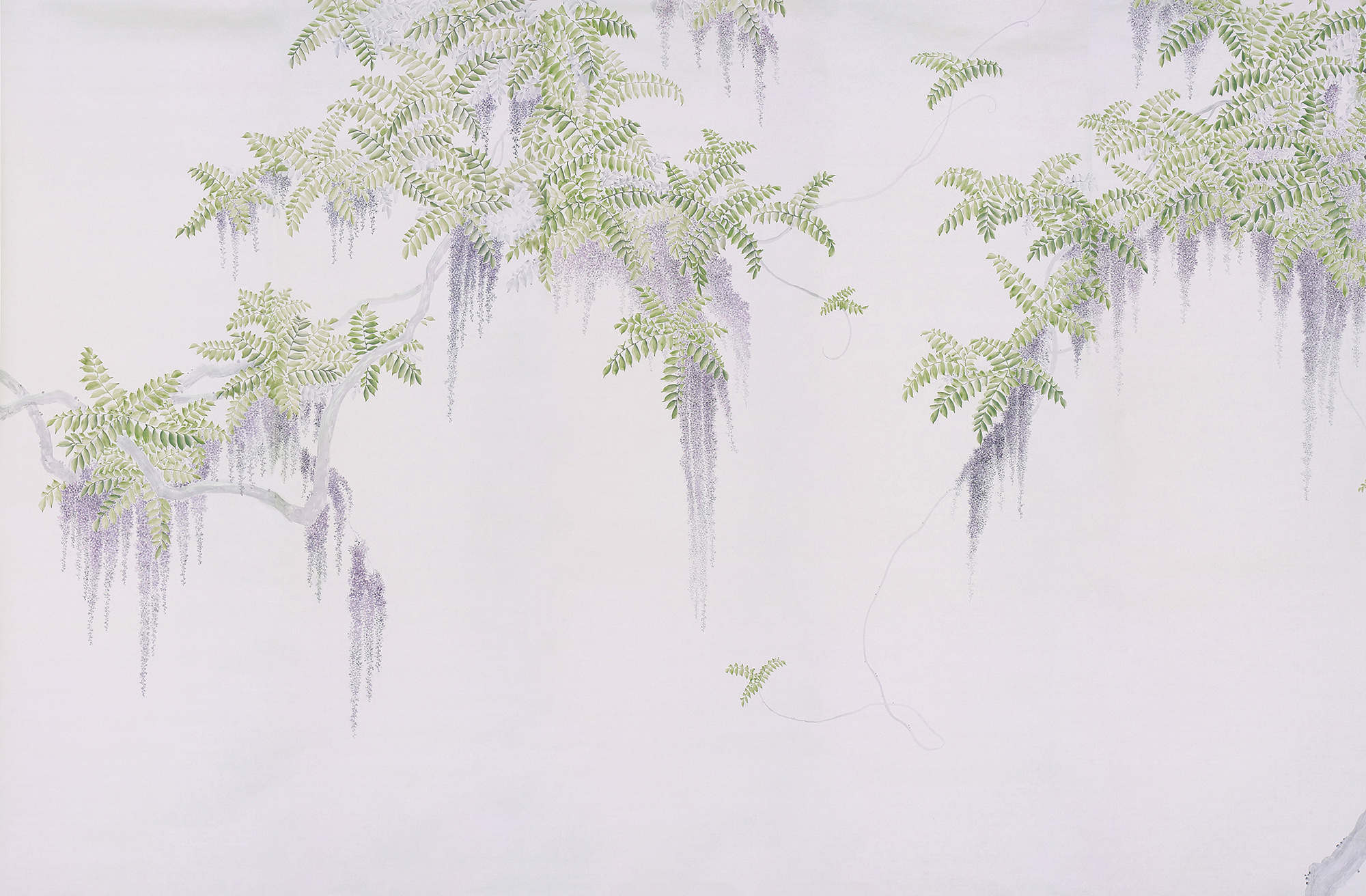 Обои в японском стиле Wisteria Lavender on Lilac Mica metallic Xuan paper Обои в японском стиле Wisteria Lavender on Lilac Mica metallic Xuan paper - постер Loft-Concept в Саратове