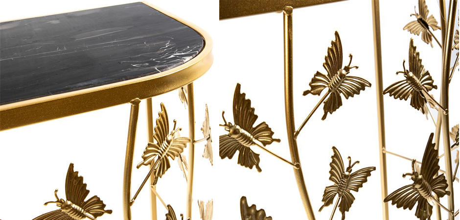 Консоль Gold Butterfly чёрный мрамор Консоль Gold Butterfly чёрный мрамор - Loft-Concept в Саратове